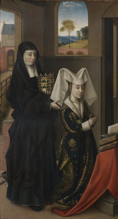 Isabel van Portugal met Sint Elizabeth door Petrus Christus